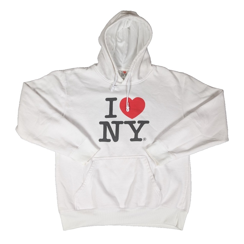 I Love NY White Hoodie Sweatshirt - I ♥ NY Graphic Pullover